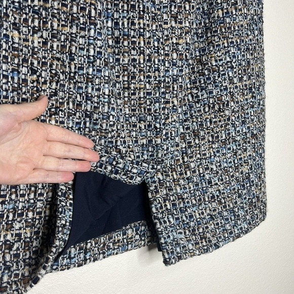 Talbots Petites Blue White Brown Tweed Wool Blend Knee Length Skirt Sz 12P - Picture 12 of 13